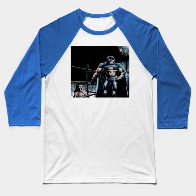 BLUE DEMON Baseball T-Shirt by narcomey_art